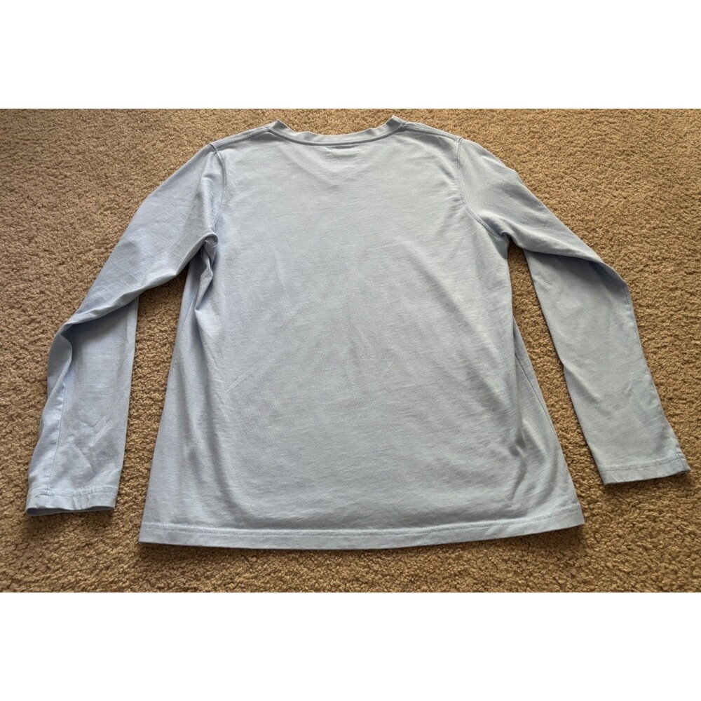 LL Bean OCAR3 Women’s V-neck Long Sleeve T-shirt Size Small Light Blue Cotton - Picture 7 of 7
